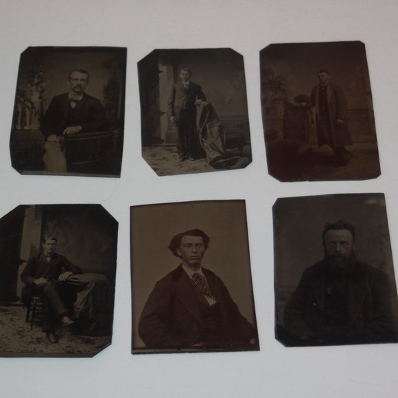 Antique Victorian 1800s Era Tintype Tin Type Photograph Photos MEN - Lot of 6 - Picture 1 of 4